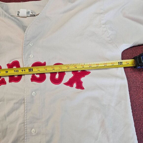 Vintage 90s Boston Red Sox Cooperstown Baseball Jersey L Cream Patch Embroidered - Picture 7 of 11